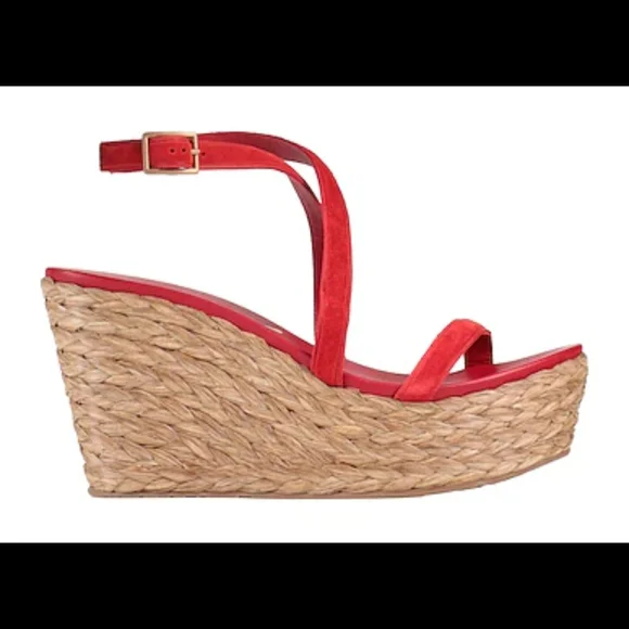 Pedro Garcia Red Strappy Wedge Sandals - Picture 2 of 3